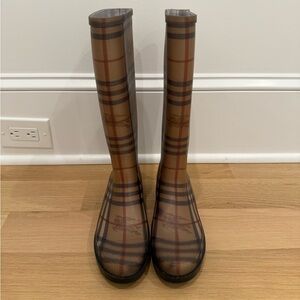 Plaid Knee-High Rain Boots